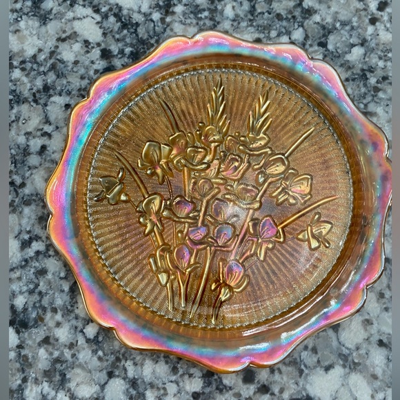 EUC BEAUTIFUL VINTAGE JEANETTE CARNIVAL GLASS SERVICE TRAY/PLATTER - Picture 11 of 11